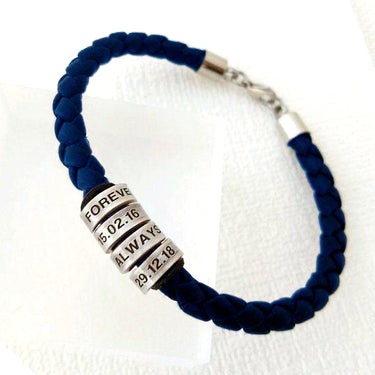 Pulsera sencilla con 4 aros de plata y argollas grabado